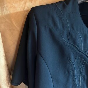 Vintage SS Elegant Black Embroidered Blouse Plus Size